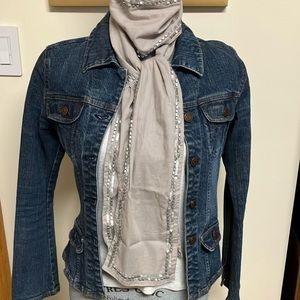 Grey Scarf with Beads & Sequins